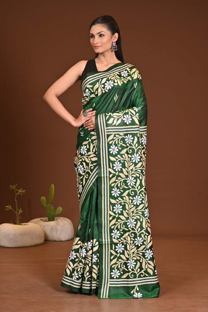 PURE SILK KANTHA SAREE