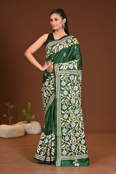 PURE SILK KANTHA SAREE
