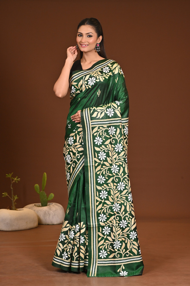 PURE SILK KANTHA SAREE