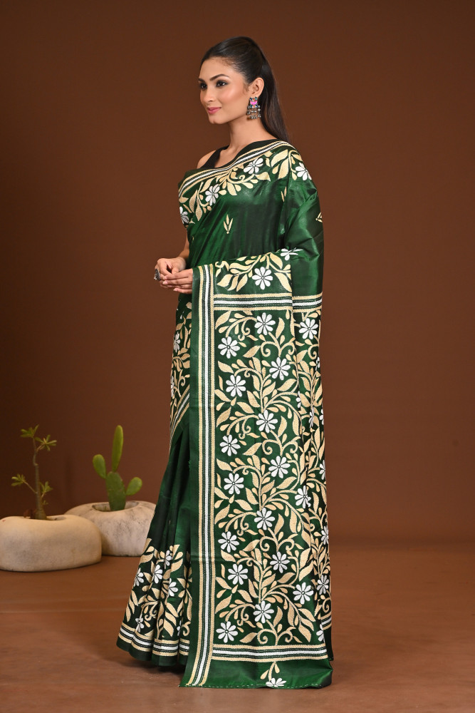 PURE SILK KANTHA SAREE