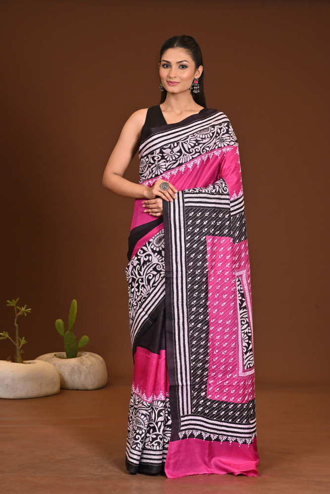 Image of PURE SILK KANTHA SAREE