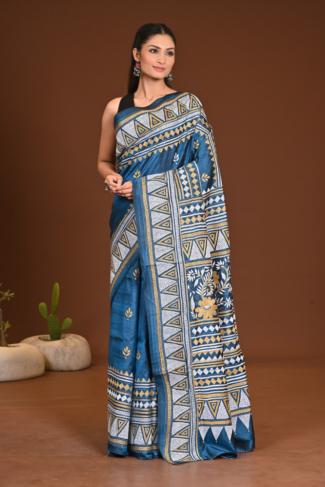 PURE SILK KANTHA SAREE