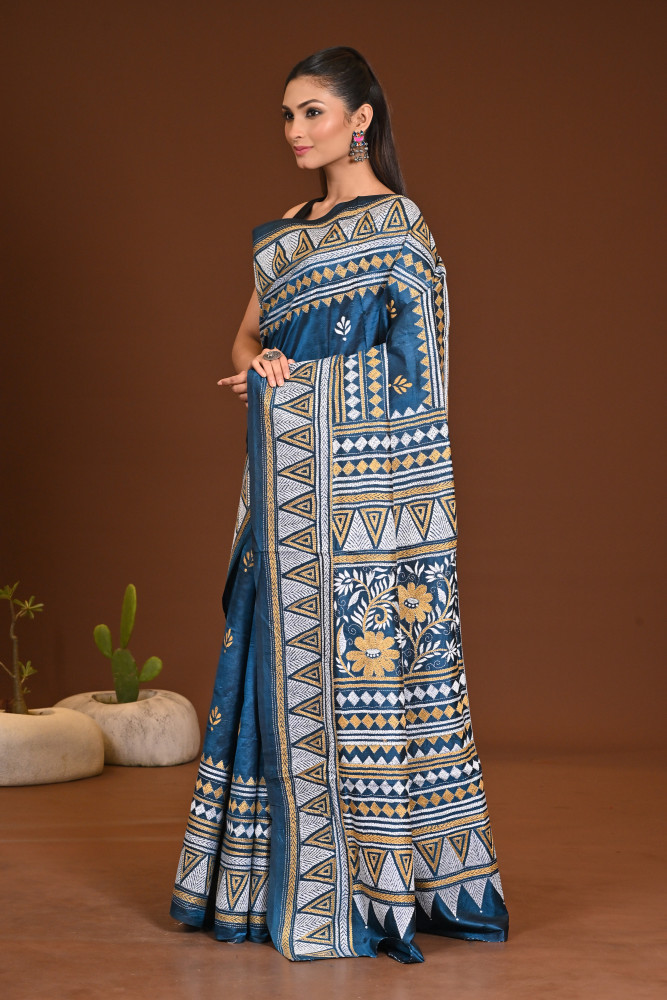 PURE SILK KANTHA SAREE