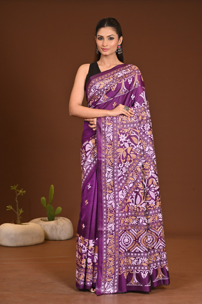 Image of PURE SILK KANTHA SAREE
