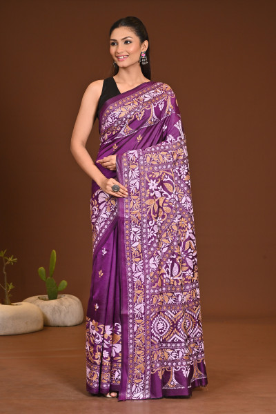 PURE SILK KANTHA SAREE