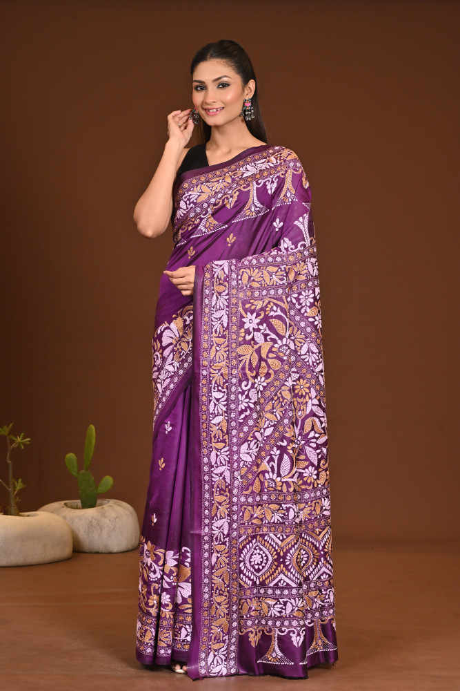 PURE SILK KANTHA SAREE