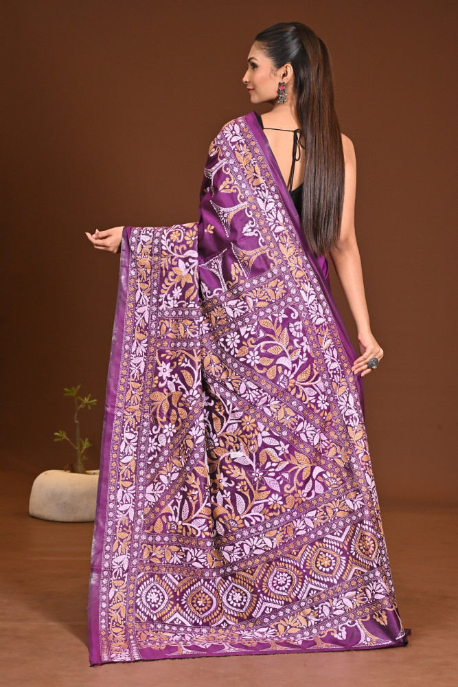 PURE SILK KANTHA SAREE