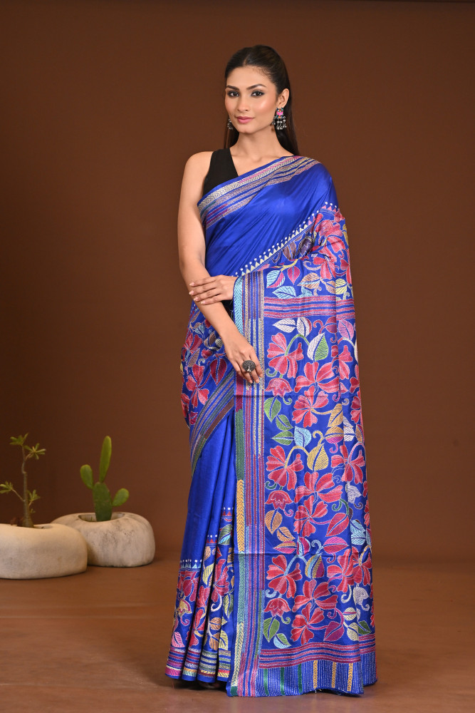 Image of PURE SILK KANTHA SAREE
