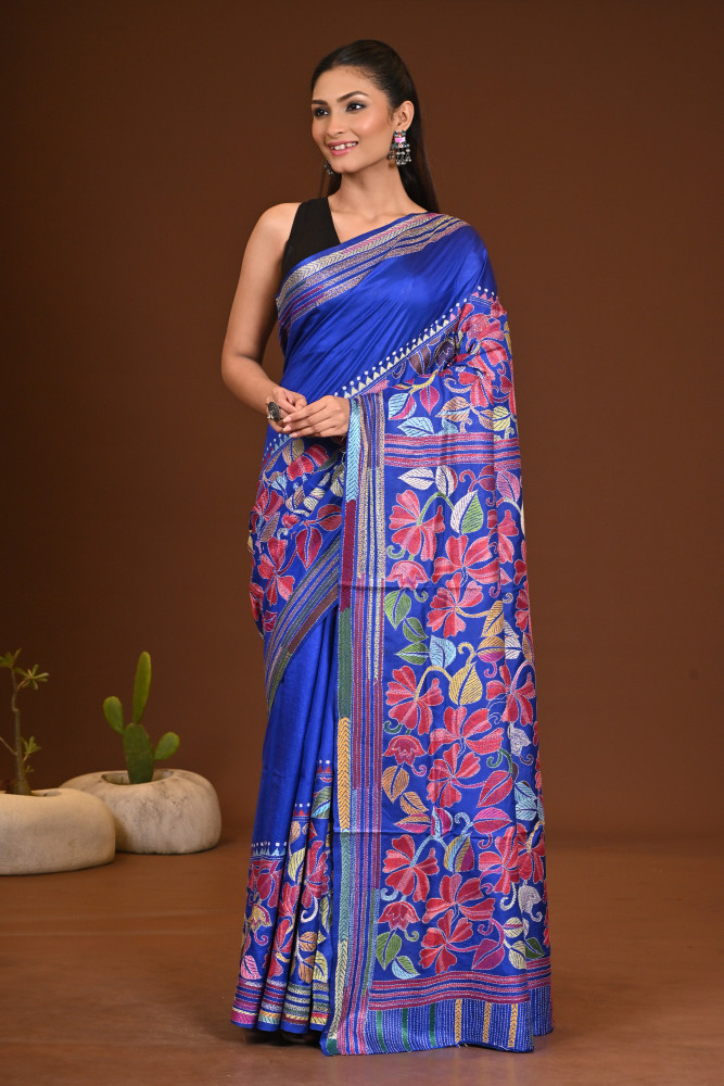 PURE SILK KANTHA SAREE