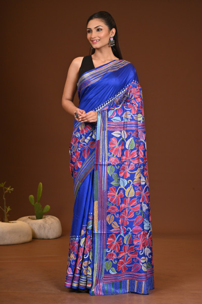 PURE SILK KANTHA SAREE
