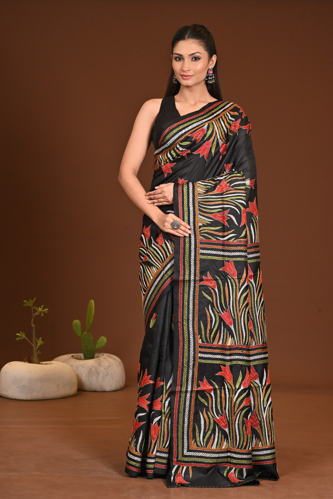 Image of PURE SILK KANTHA SAREE