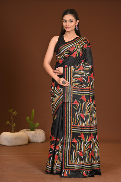 PURE SILK KANTHA SAREE