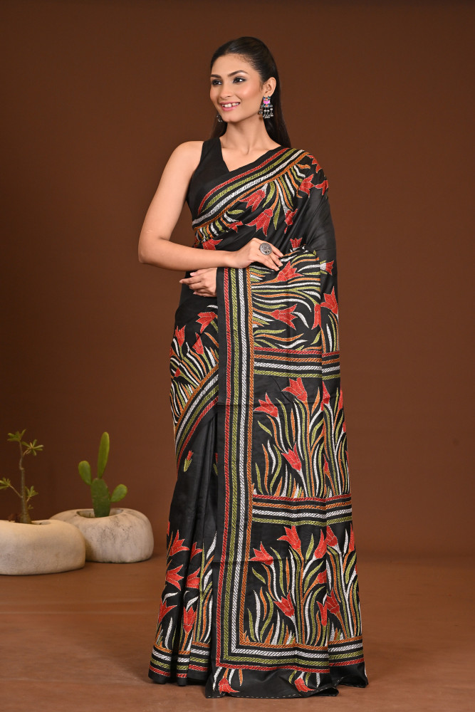 PURE SILK KANTHA SAREE