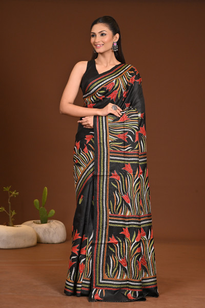 PURE SILK KANTHA SAREE