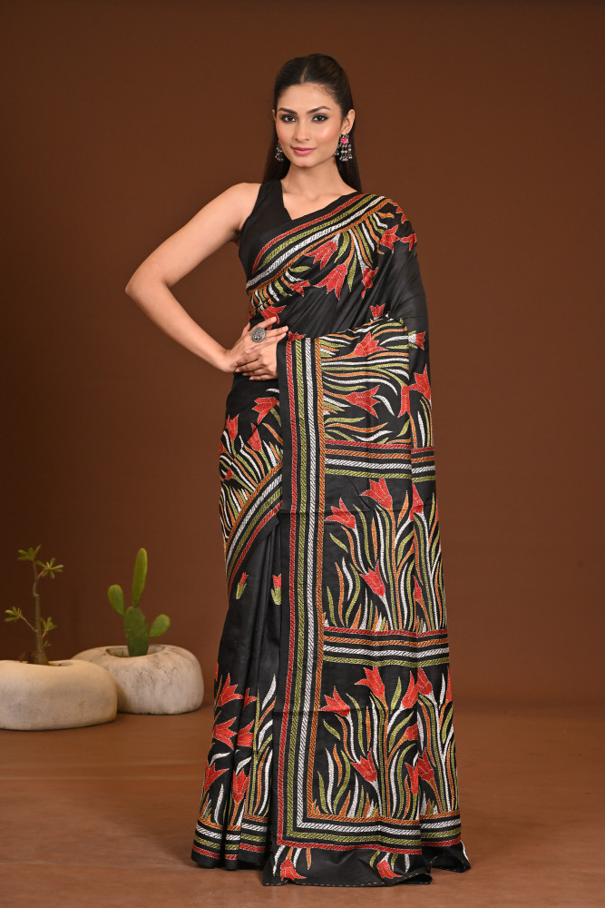 PURE SILK KANTHA SAREE