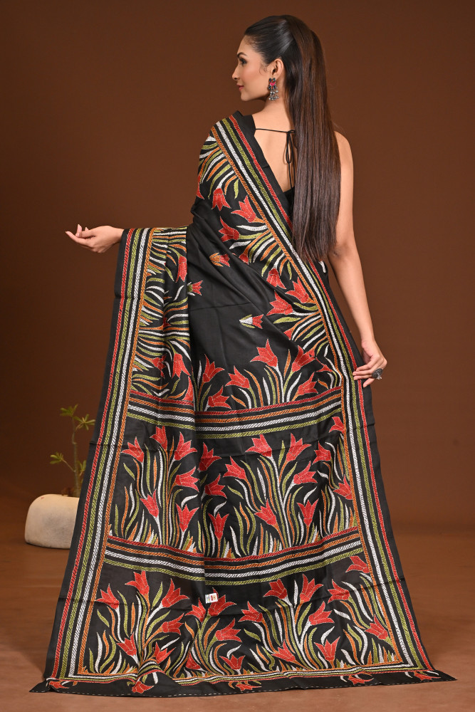 PURE SILK KANTHA SAREE