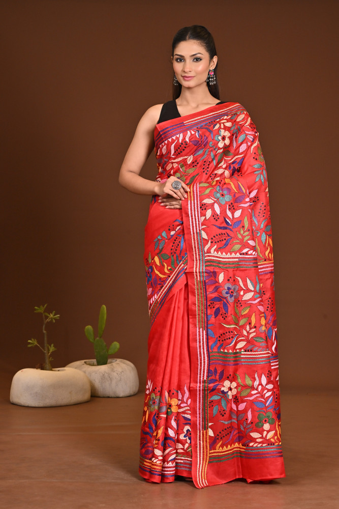 Image of PURE SILK KANTHA SAREE