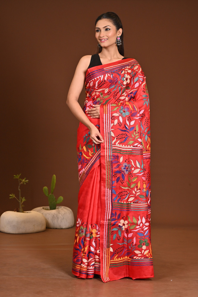 PURE SILK KANTHA SAREE