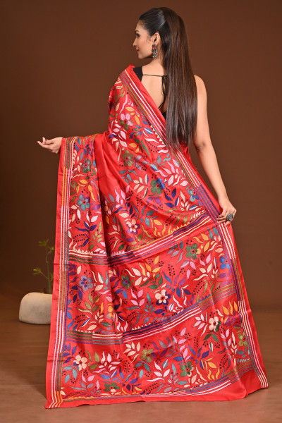 PURE SILK KANTHA SAREE