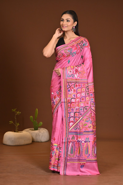 PURE SILK KANTHA SAREE