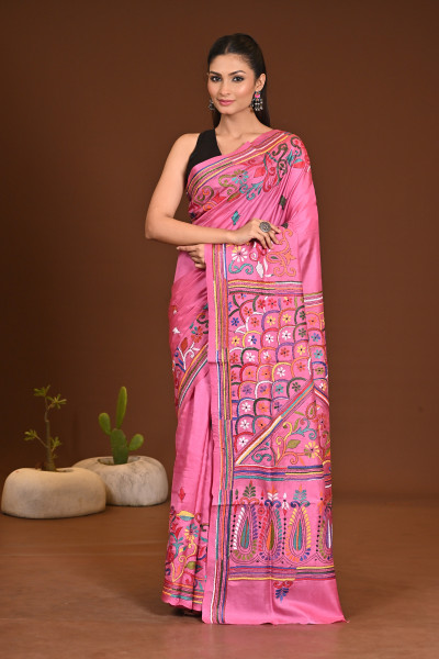 PURE SILK KANTHA SAREE