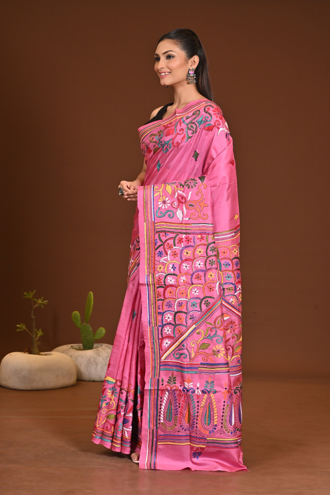 PURE SILK KANTHA SAREE