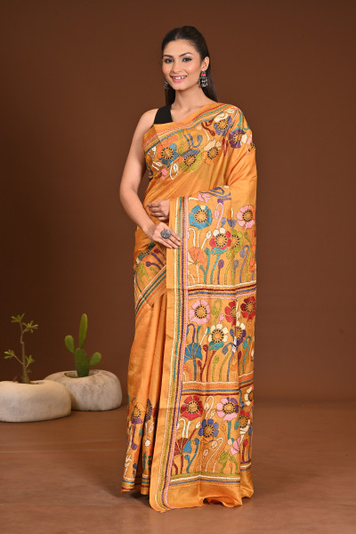 PURE SILK KANTHA SAREE