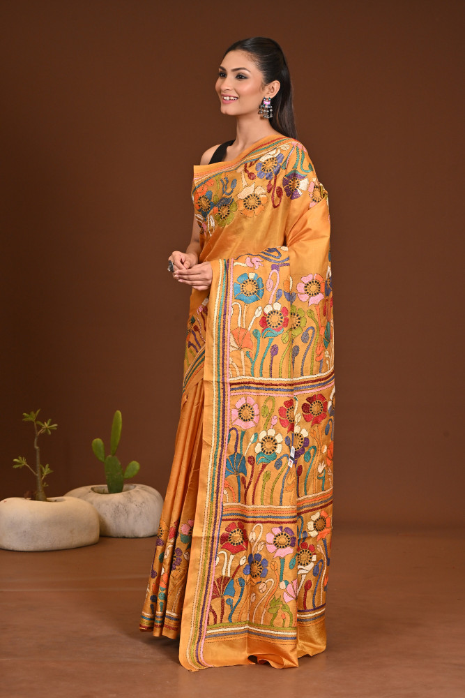 PURE SILK KANTHA SAREE