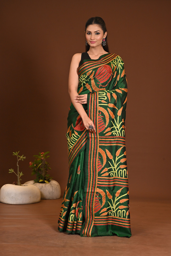 PURE SILK KANTHA SAREE