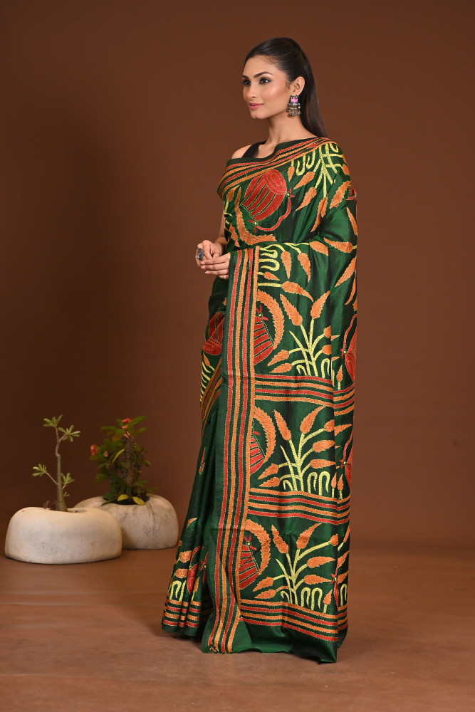 PURE SILK KANTHA SAREE