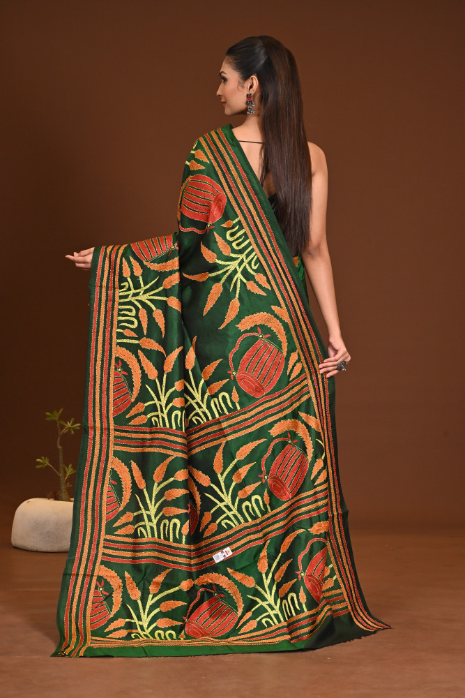 PURE SILK KANTHA SAREE