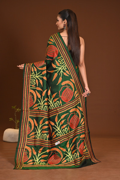 PURE SILK KANTHA SAREE