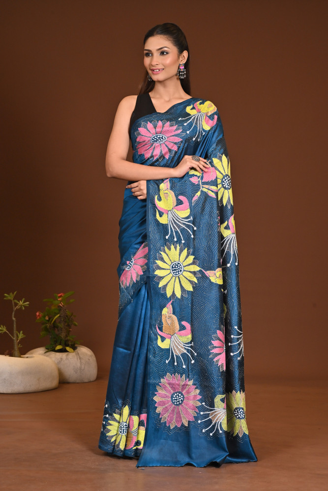 PURE SILK KANTHA SAREE