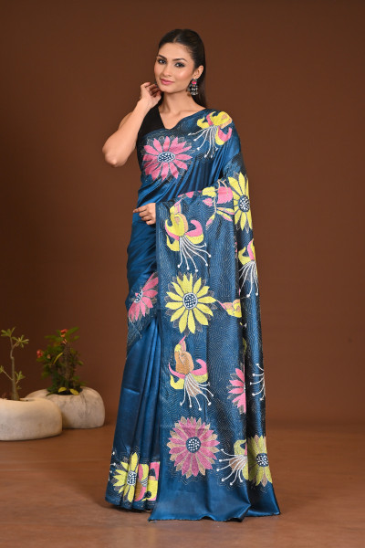 PURE SILK KANTHA SAREE