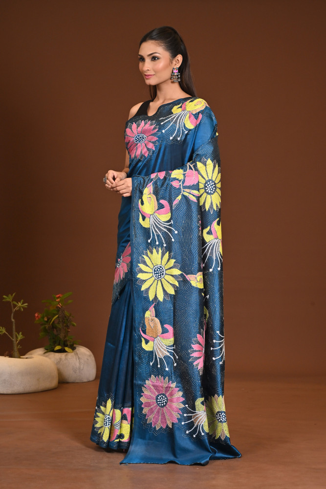 PURE SILK KANTHA SAREE