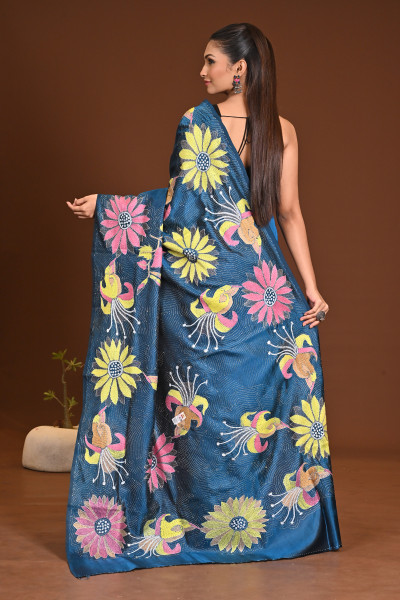 PURE SILK KANTHA SAREE