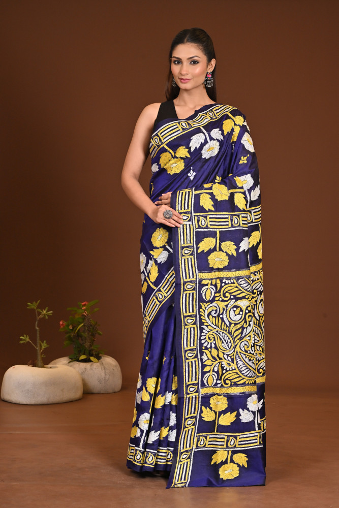 Image of PURE SILK KANTHA SAREE