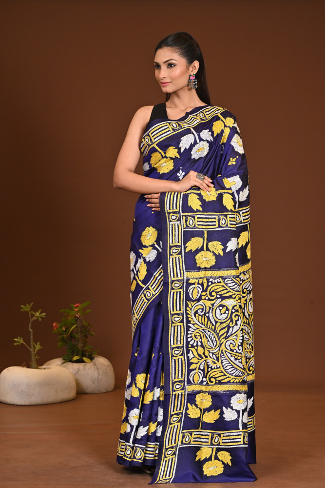 PURE SILK KANTHA SAREE