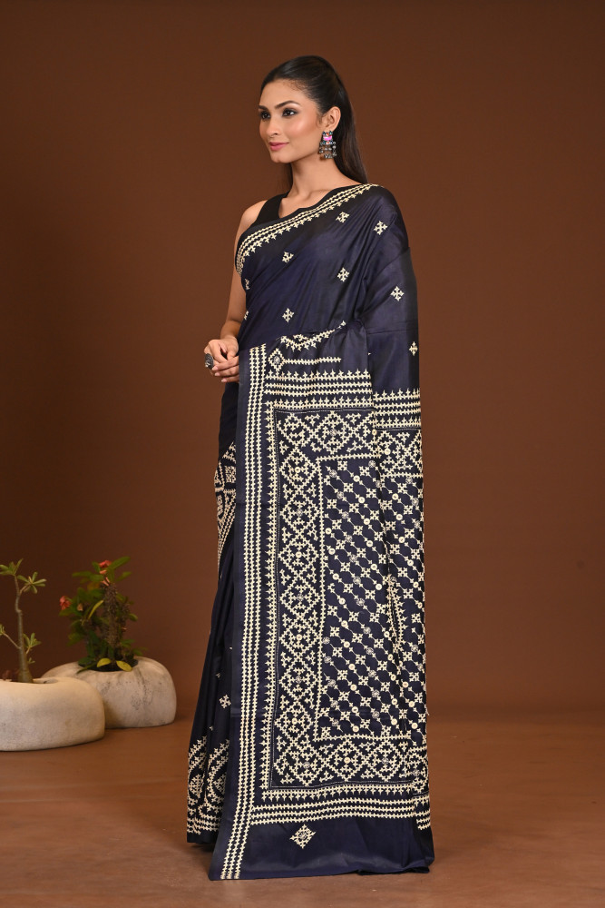 PURE SILK KANTHA SAREE