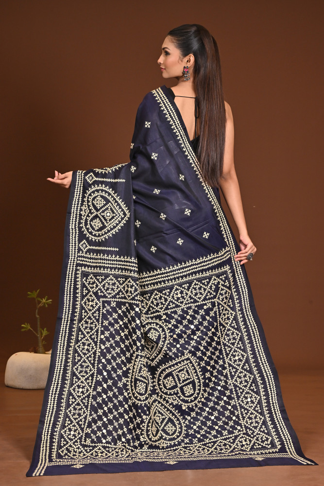 PURE SILK KANTHA SAREE
