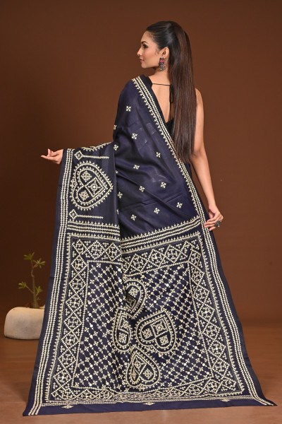 PURE SILK KANTHA SAREE