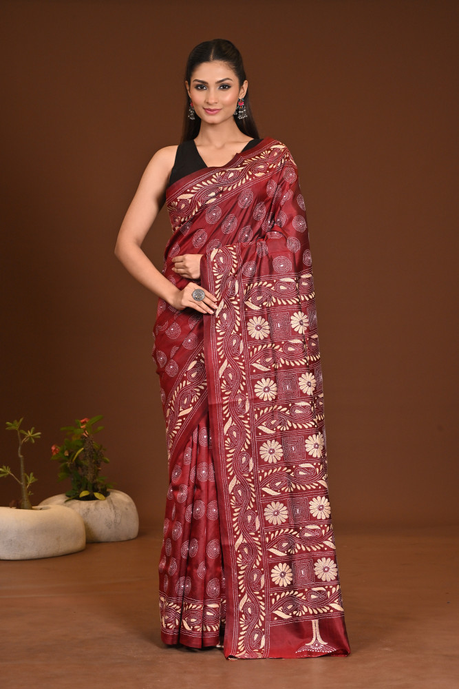 PURE SILK KANTHA SAREE