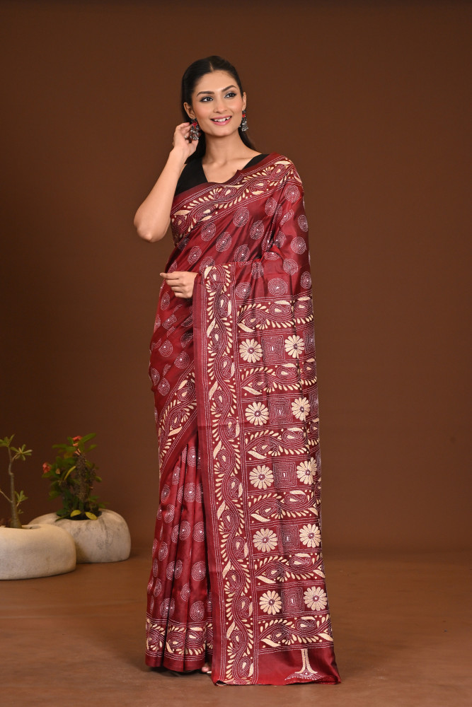 PURE SILK KANTHA SAREE