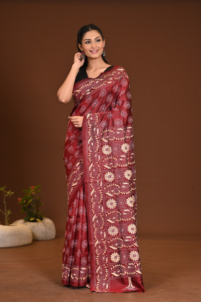 PURE SILK KANTHA SAREE