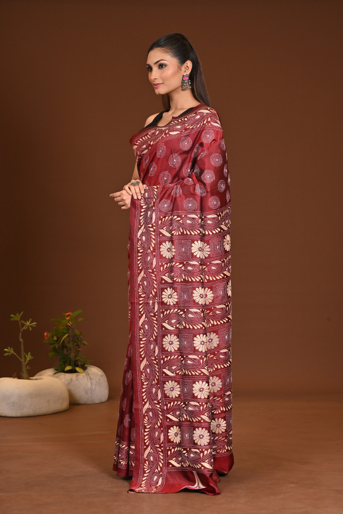 PURE SILK KANTHA SAREE