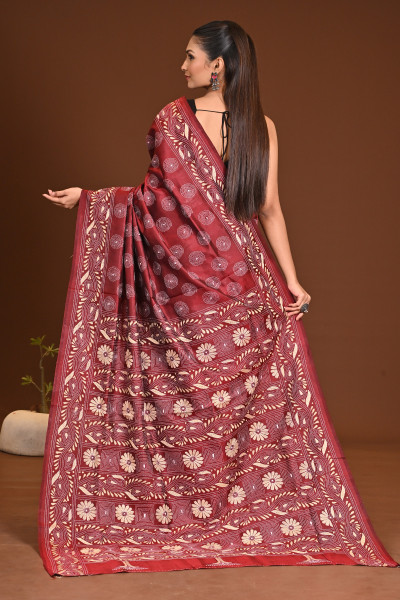 PURE SILK KANTHA SAREE