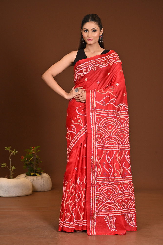 PURE SILK KANTHA SAREE