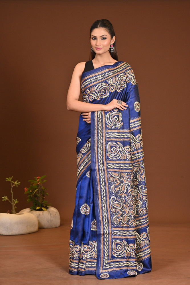 Image of PURE SILK KANTHA SAREE