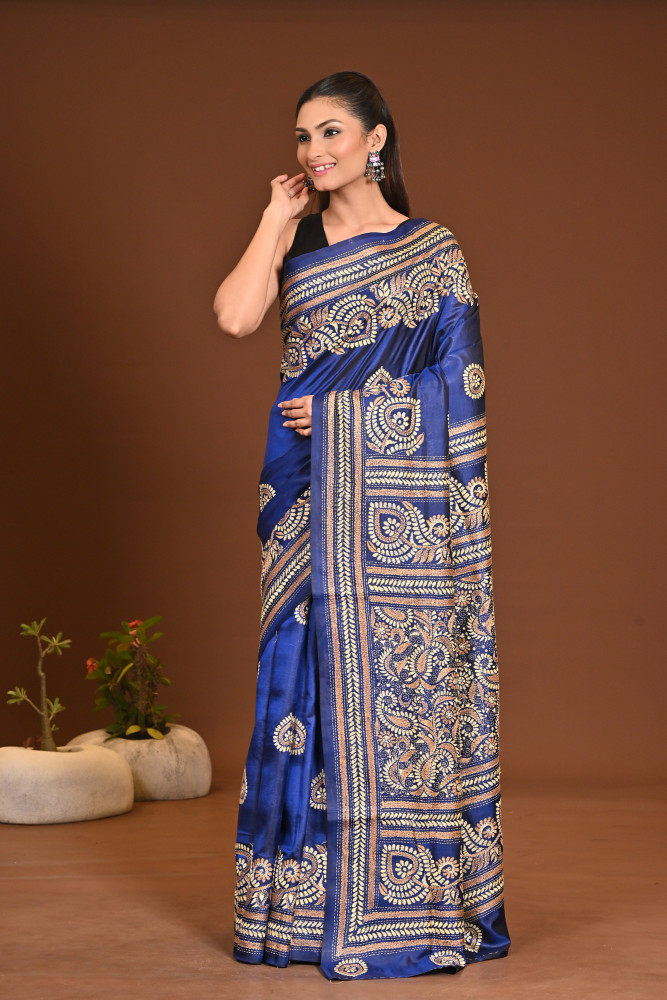 PURE SILK KANTHA SAREE