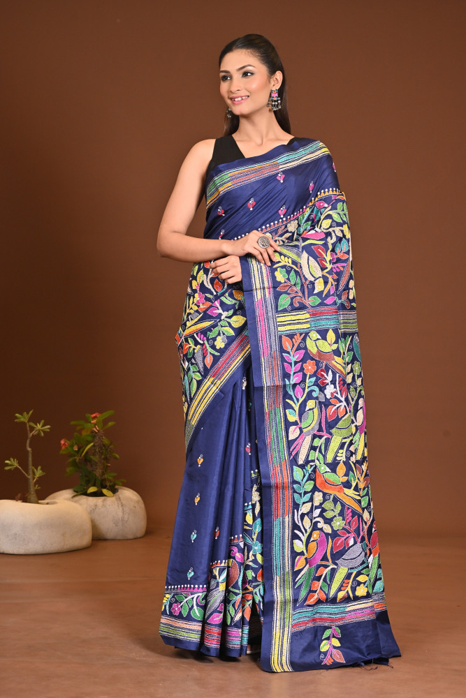 Image of PURE SILK KANTHA SAREE